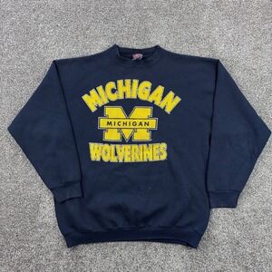 Vintage Michigan Wolverines Sweatshirt‎ Mens XL Navy Blue UofM College Big Logo